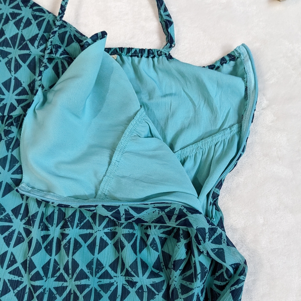 Roxy Solar Eclipse Beachy Blue & Teal Flowy Maxi Dress - Picture 7 of 14